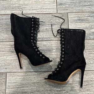 Black lace booties